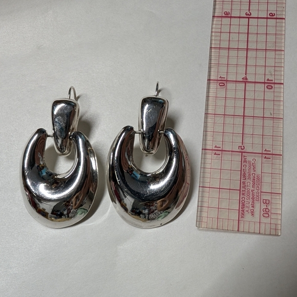 Vintage silver Art Deco large earrings 925 - Picture 4 of 4